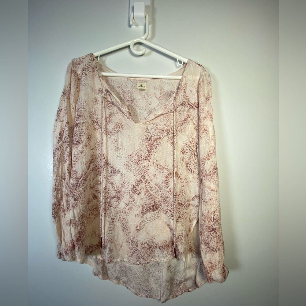 O'Neill Cream and Pink Patterned Blouse